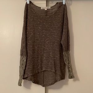 California Gypsy light knitted sweater with half lace sleeves